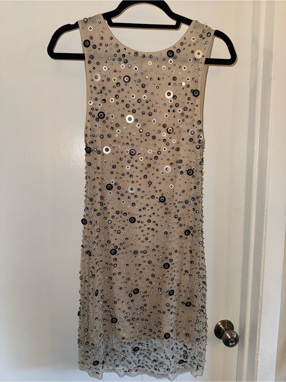 Alice + Olivia Beige Sequin-Embellished Mini Dress